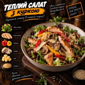 Теплий салат з куркою