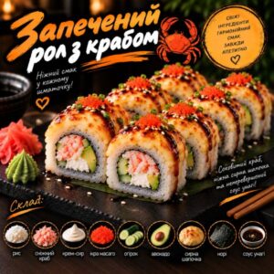 Запечений рол з крабом