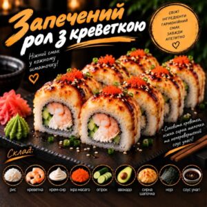 Запечений рол з креветкою