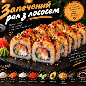 Запечений рол з лососем