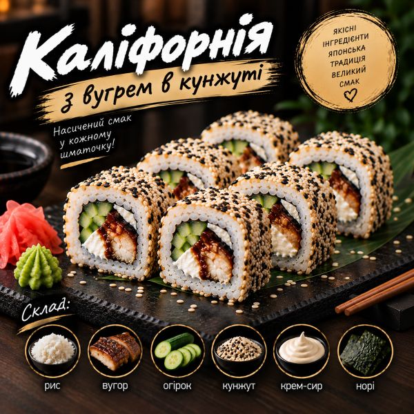 Каліфорнія з вугрем в кунжуті