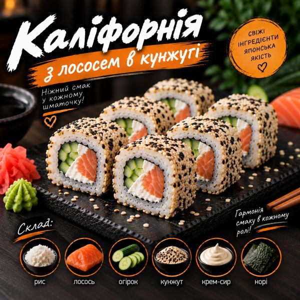 Каліфорнія з лососем в кунжуті