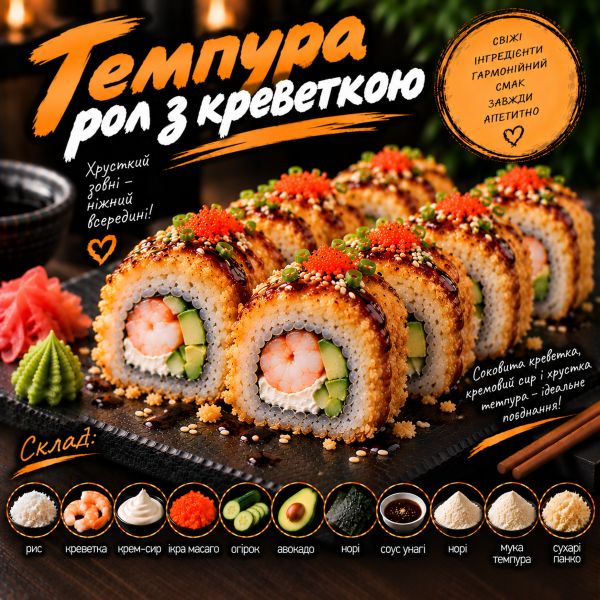 Темпура рол з креветкою